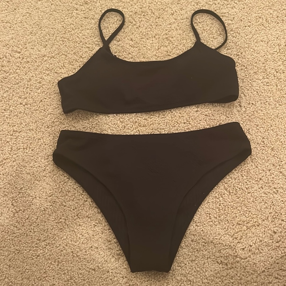 SHEIN girls black ribbed bikini girls size 160